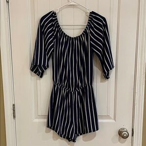 Ambiance Romper in Navy and White Stripes size Small